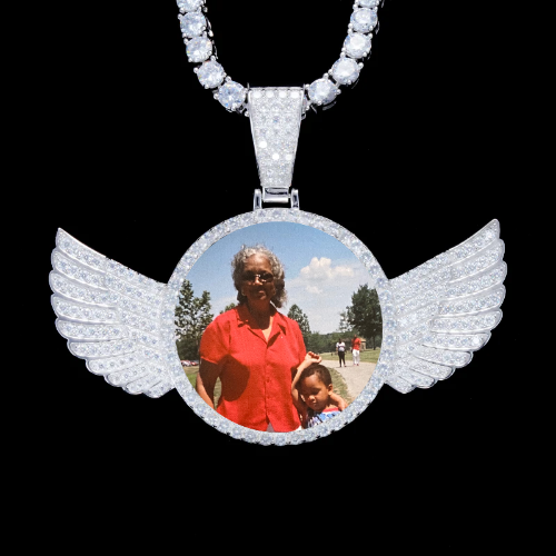 925S & VVS Moissanite 3D Wing Custom Picture Pendant