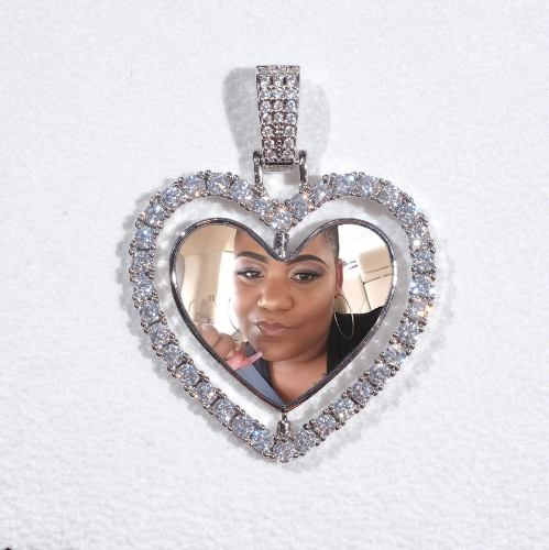3D Spinning 2-Faced Heart Custom Picture Pendant