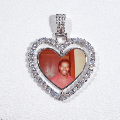3D Spinning 2-Faced Heart Custom Picture Pendant
