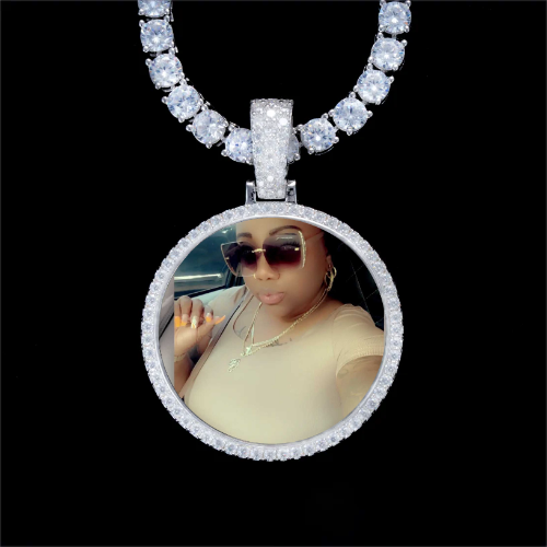925S & VVS Moissanite 3D Circle Custom Picture Pendant