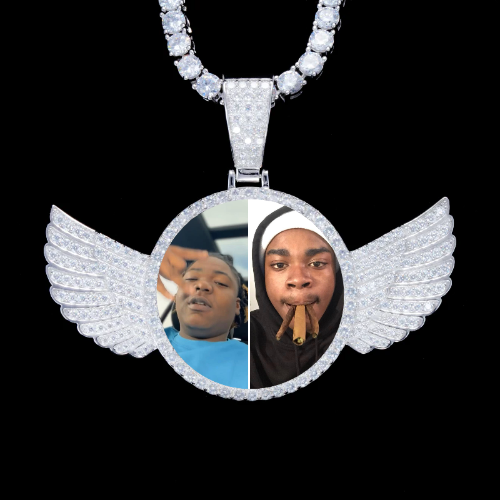 925S & VVS Moissanite 3D Wing Custom Picture Pendant