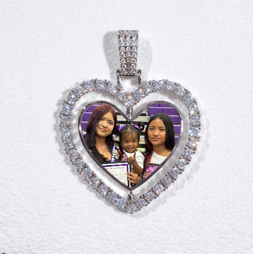 3D Spinning 2-Faced Heart Custom Picture Pendant