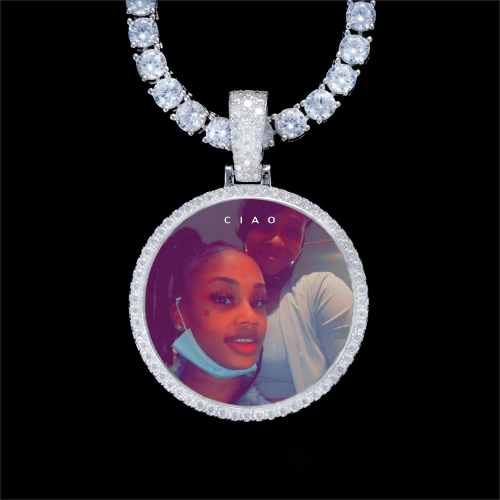 925S & VVS Moissanite 3D Circle Custom Picture Pendant