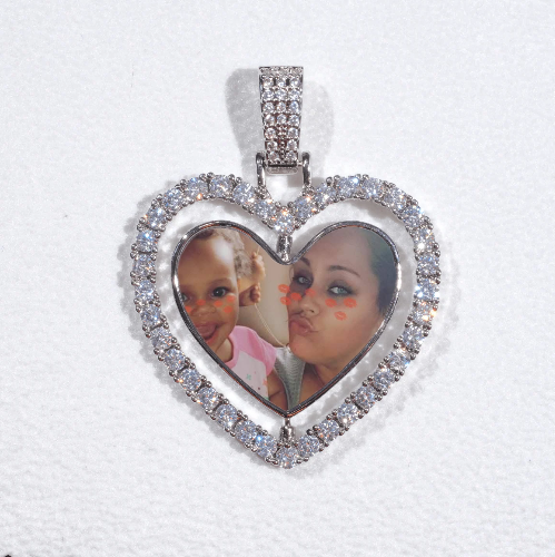 3D Spinning 2-Faced Heart Custom Picture Pendant