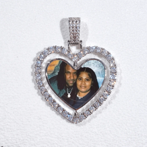 3D Spinning 2-Faced Heart Custom Picture Pendant
