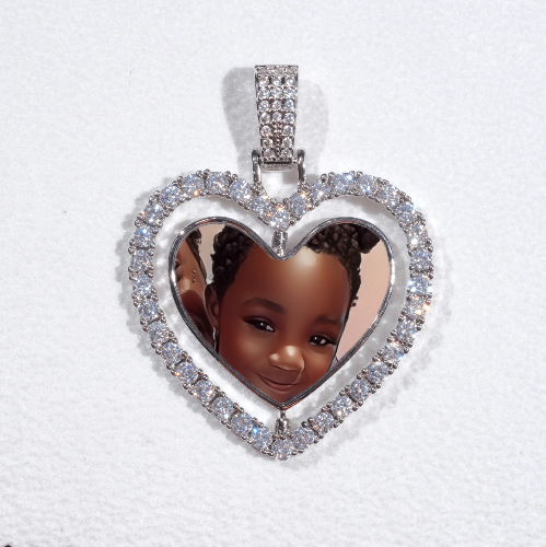 3D Spinning 2-Faced Heart Custom Picture Pendant