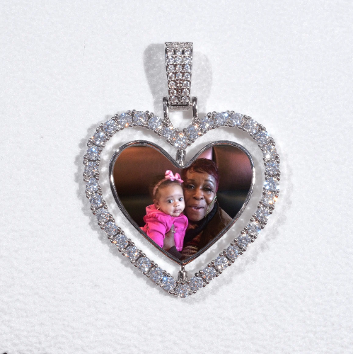 3D Spinning 2-Faced Heart Custom Picture Pendant