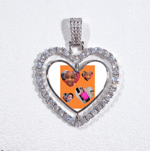 3D Spinning 2-Faced Heart Custom Picture Pendant
