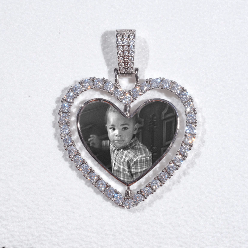 3D Spinning 2-Faced Heart Custom Picture Pendant