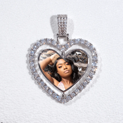 3D Spinning 2-Faced Heart Custom Picture Pendant