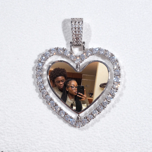 3D Spinning 2-Faced Heart Custom Picture Pendant