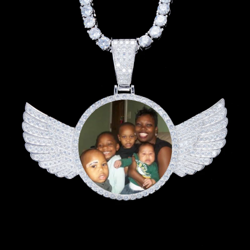925S & VVS Moissanite 3D Wing Custom Picture Pendant