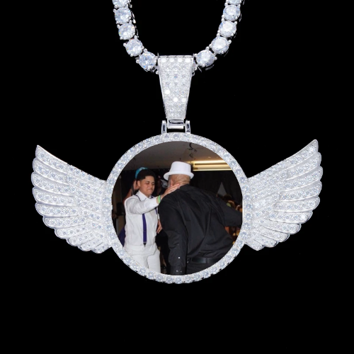 925S & VVS Moissanite 3D Wing Custom Picture Pendant