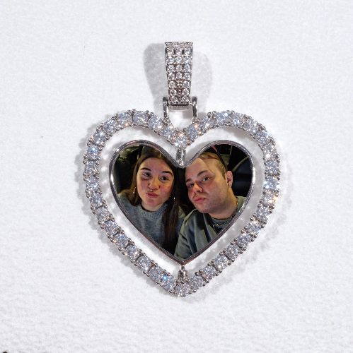 3D Spinning 2-Faced Heart Custom Picture Pendant