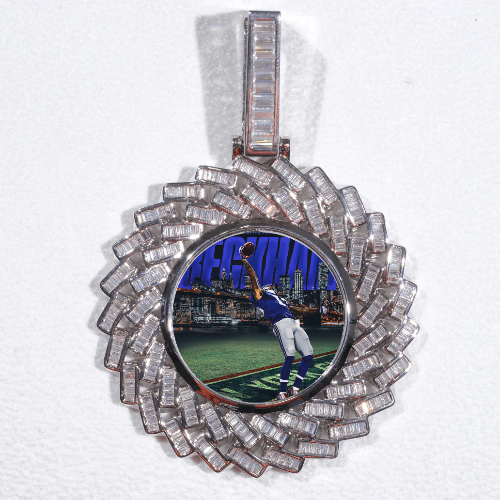 Large 3D Baguette Custom Picture Pendant