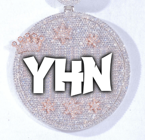 CUSTOM LETTER NECKLACE 3D BIG CROWN DISC