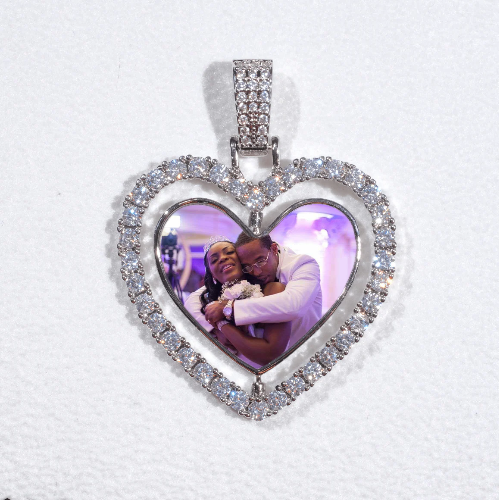 3D Spinning 2-Faced Heart Custom Picture Pendant