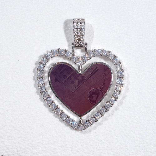 3D Spinning 2-Faced Heart Custom Picture Pendant