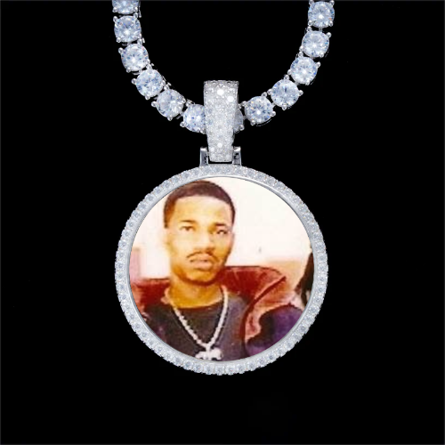 925S & VVS Moissanite 3D Circle Custom Picture Pendant