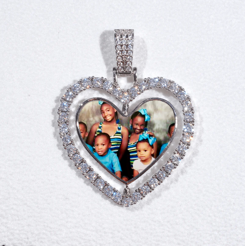 3D Spinning 2-Faced Heart Custom Picture Pendant