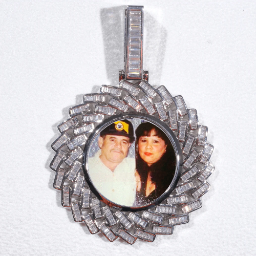 Large 3D Baguette Custom Picture Pendant