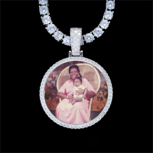 925S & VVS Moissanite 3D Circle Custom Picture Pendant