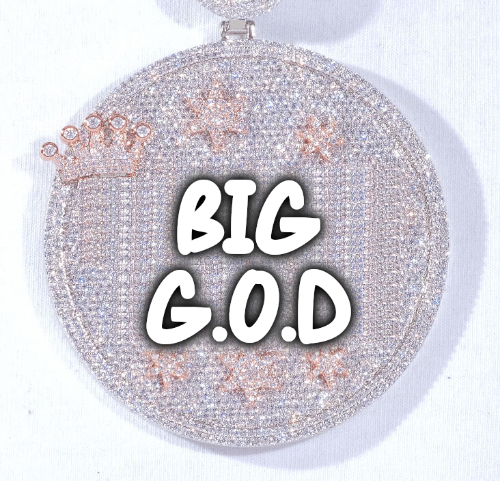 CUSTOM LETTER NECKLACE 3D BIG CROWN DISC