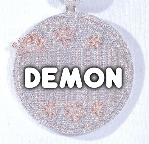 CUSTOM LETTER NECKLACE 3D BIG CROWN DISC