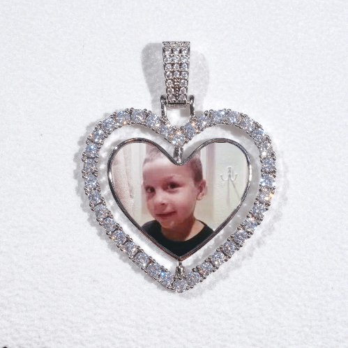 3D Spinning 2-Faced Heart Custom Picture Pendant