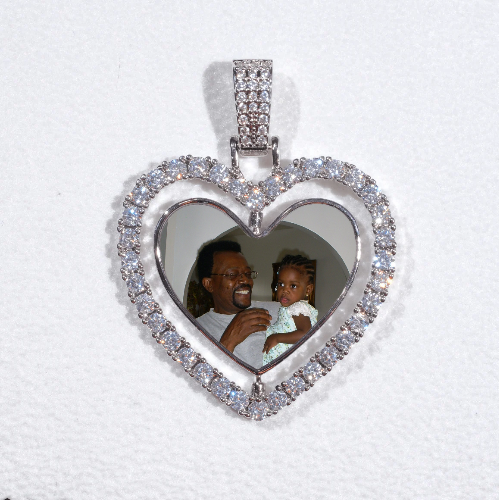 3D Spinning 2-Faced Heart Custom Picture Pendant