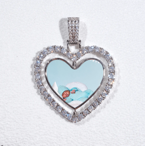 3D Spinning 2-Faced Heart Custom Picture Pendant
