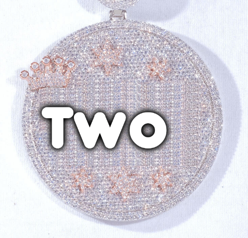 CUSTOM LETTER NECKLACE 3D BIG CROWN DISC