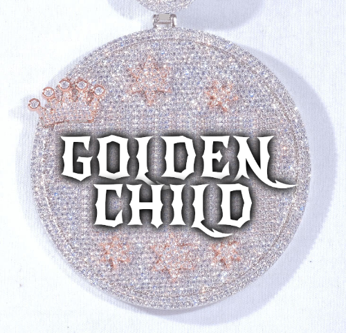 CUSTOM LETTER NECKLACE 3D BIG CROWN DISC