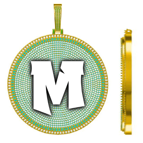 CUSTOM LETTER NECKLACE 3D BIG DISC