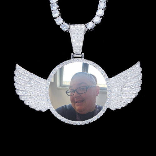 925S & VVS Moissanite 3D Wing Custom Picture Pendant