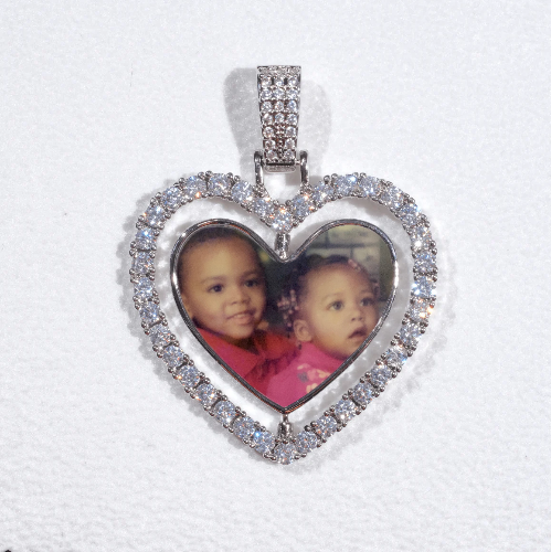 3D Spinning 2-Faced Heart Custom Picture Pendant