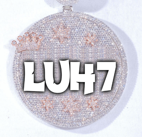CUSTOM LETTER NECKLACE 3D BIG CROWN DISC