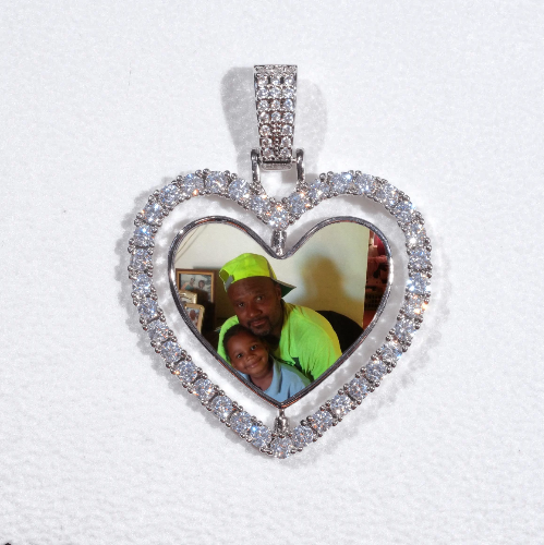 3D Spinning 2-Faced Heart Custom Picture Pendant