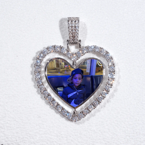 3D Spinning 2-Faced Heart Custom Picture Pendant