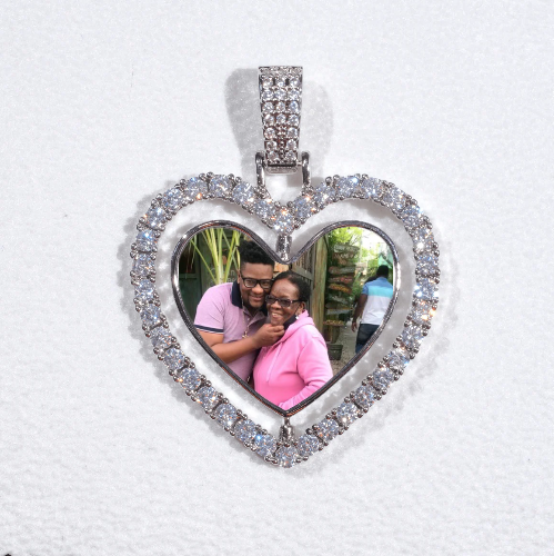 3D Spinning 2-Faced Heart Custom Picture Pendant