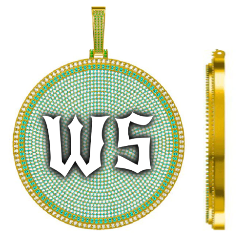 CUSTOM LETTER NECKLACE 3D BIG DISC