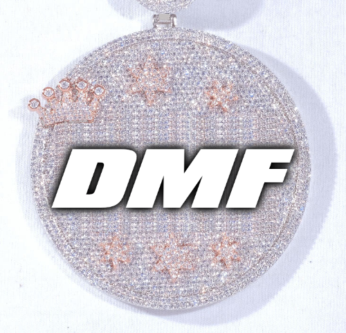 CUSTOM LETTER NECKLACE 3D BIG CROWN DISC