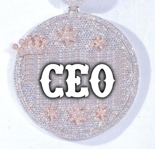 CUSTOM LETTER NECKLACE 3D BIG CROWN DISC
