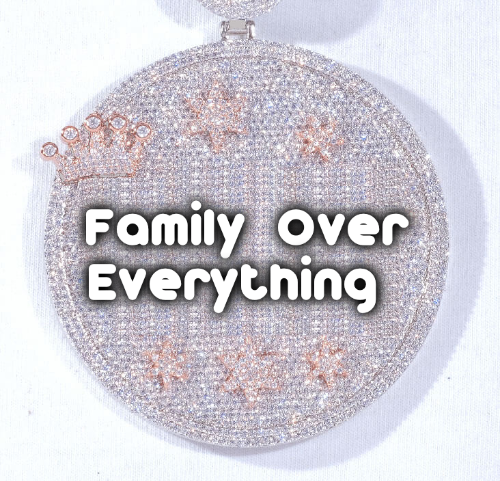 CUSTOM LETTER NECKLACE 3D BIG CROWN DISC