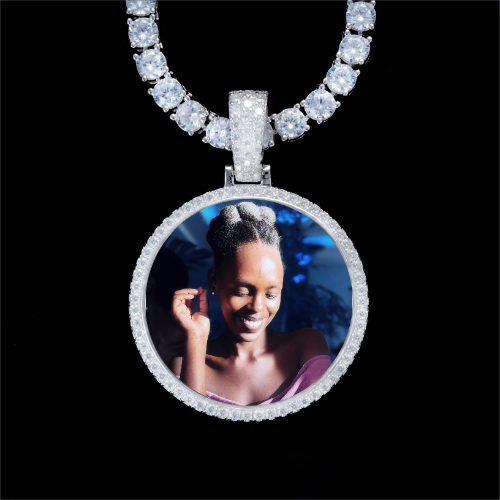 925S & VVS Moissanite 3D Circle Custom Picture Pendant
