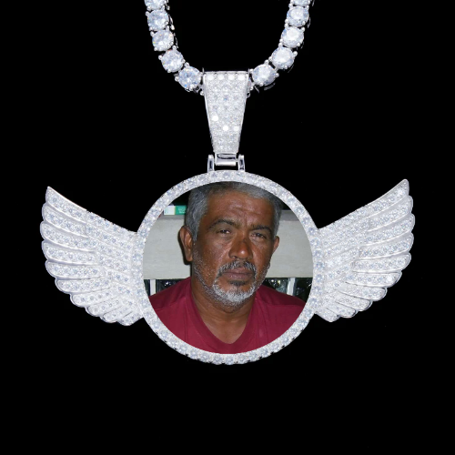 925S & VVS Moissanite 3D Wing Custom Picture Pendant