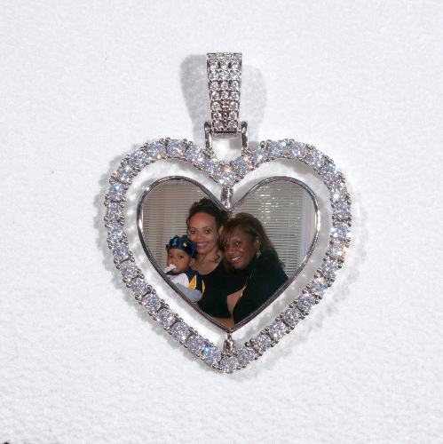 3D Spinning 2-Faced Heart Custom Picture Pendant