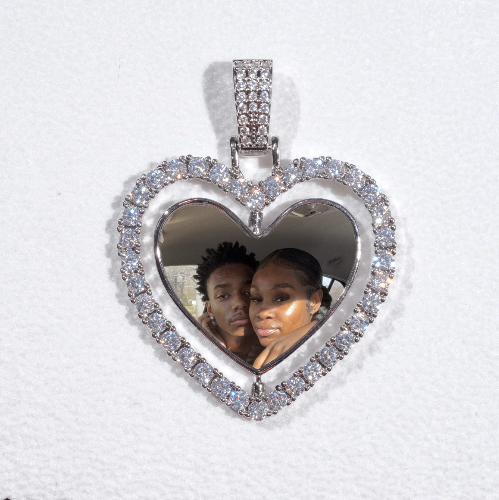 3D Spinning 2-Faced Heart Custom Picture Pendant