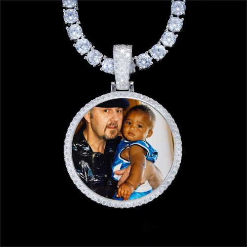 925S & VVS Moissanite 3D Circle Custom Picture Pendant