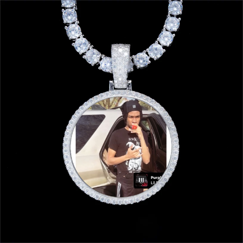 925S & VVS Moissanite 3D Circle Custom Picture Pendant